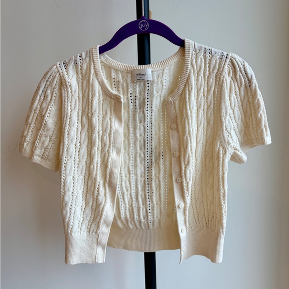 Wilfred Tops - Wilfred Cream Cable Knit Short Sleeve Cardigan